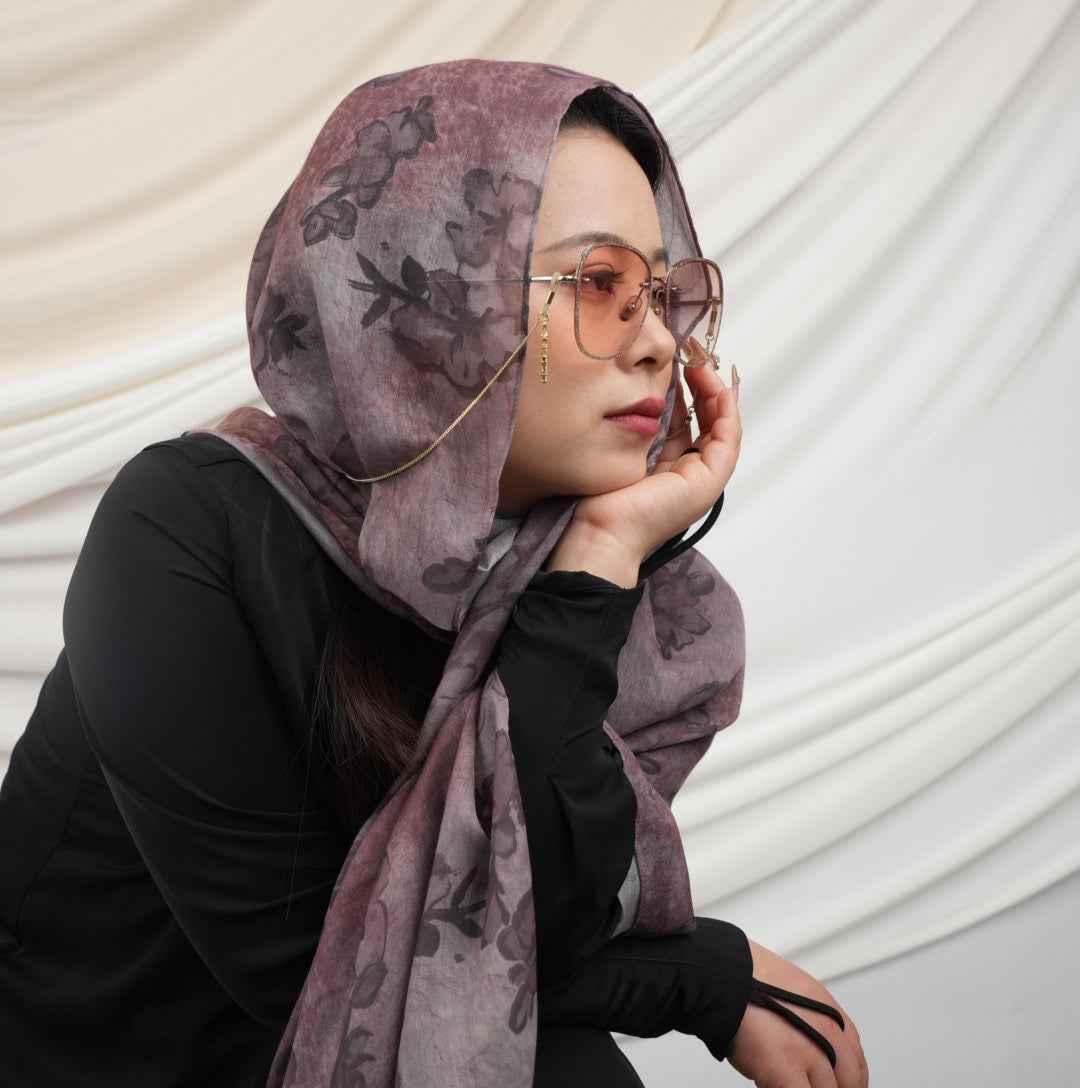 MD018  Modal polyester-cotton tie-dye single stitch Muslim hijab