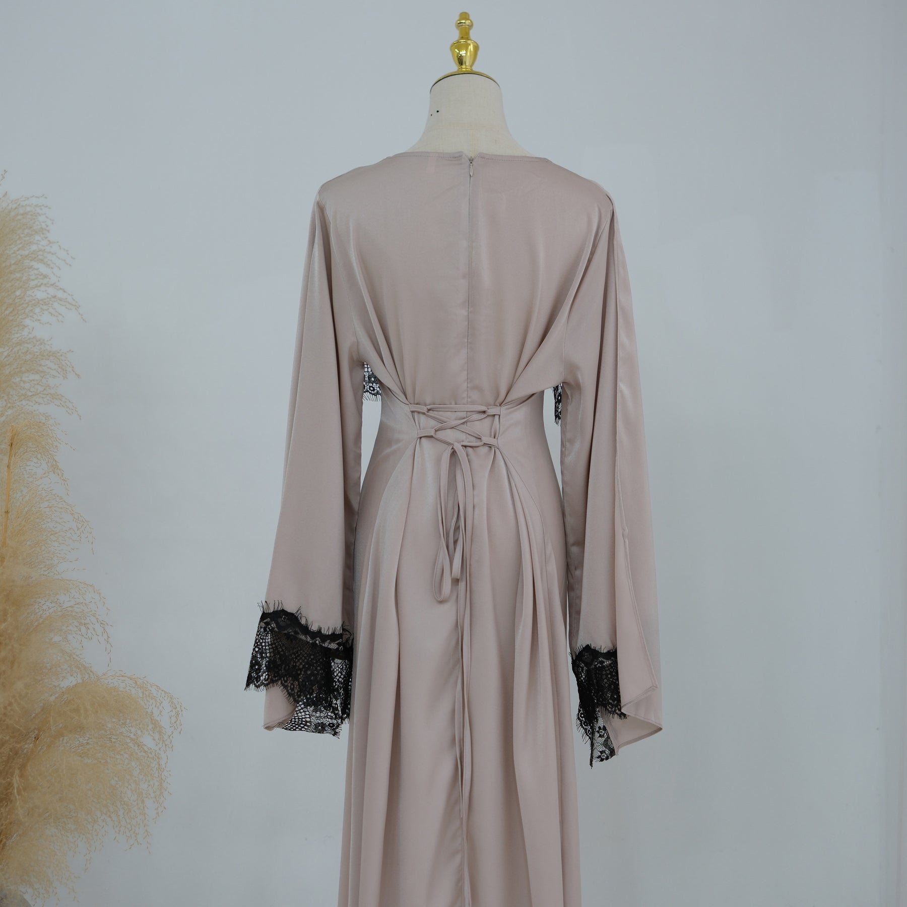 LR1323  Viscose Lace Panel Dress with Shawl