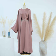 LR806  Elegant Abaya Two-Piece Set + Crystal Chain