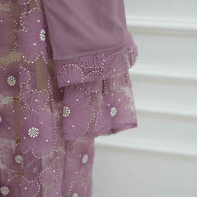 LR1069  3D Floral Beaded Cardigan Abaya