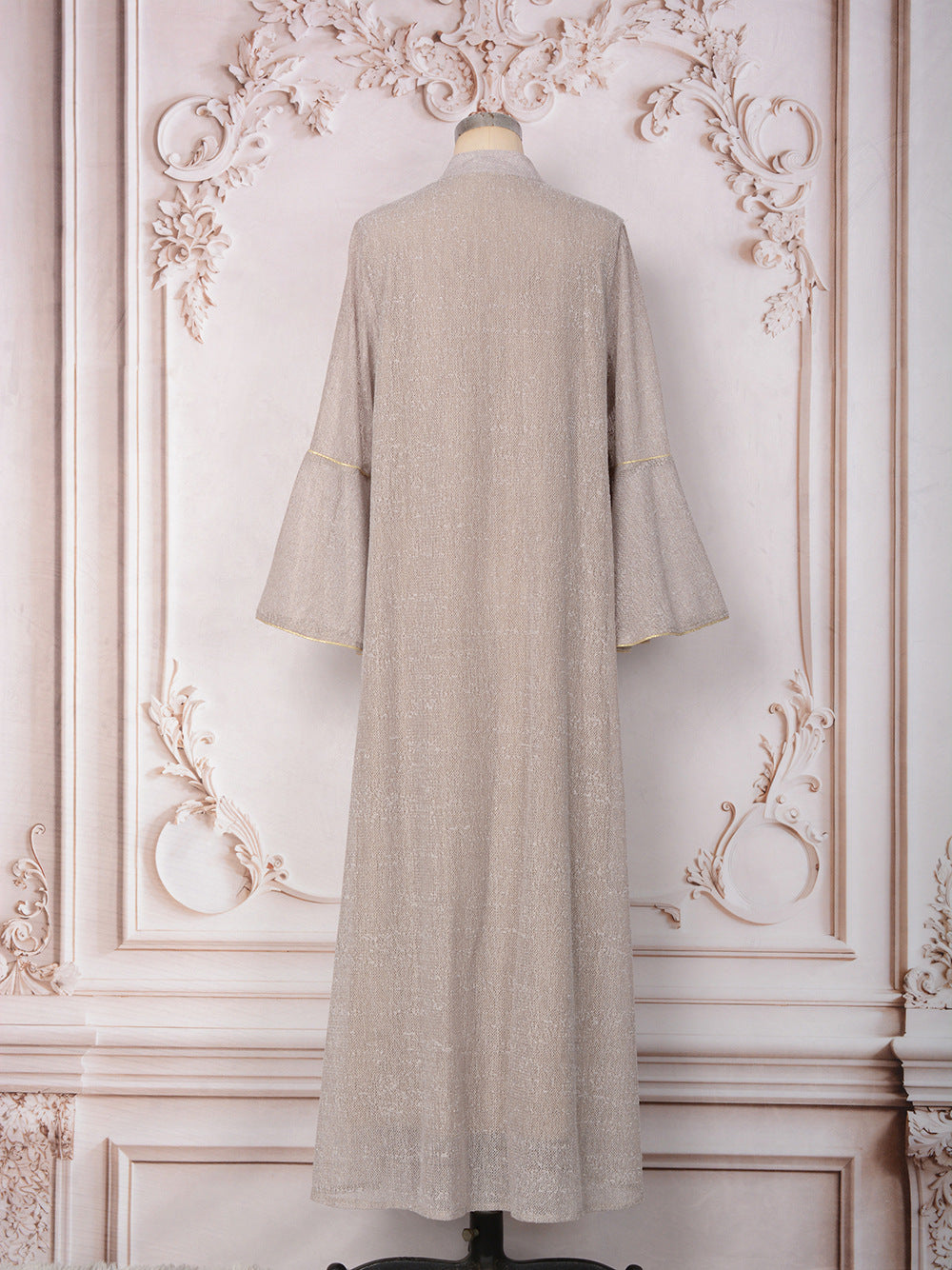 MT557  Stand Collar Sequin Beaded Embroidered Luxury Dress