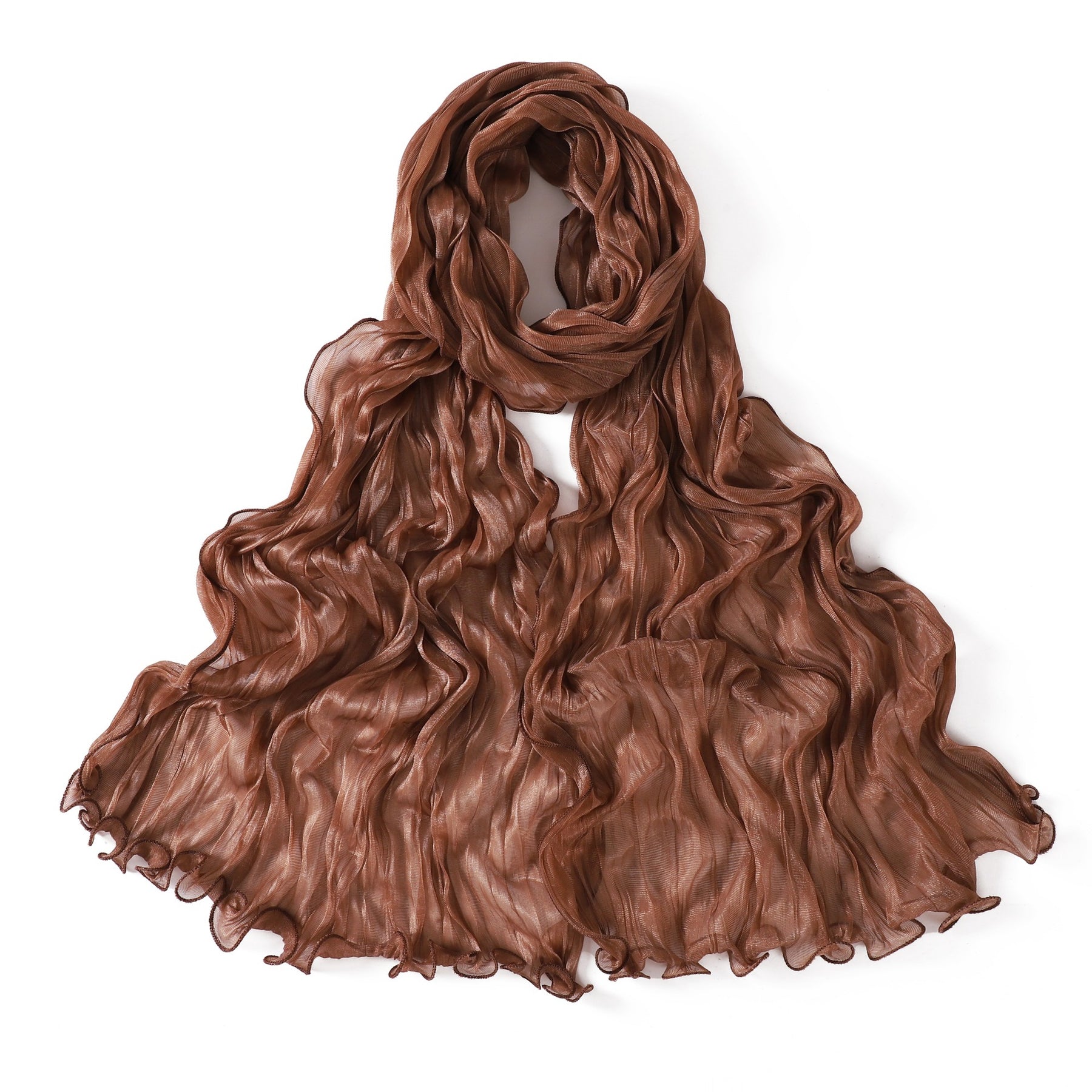 YZ327  Plain breathable glossy stretchy crinkled chiffon hijab