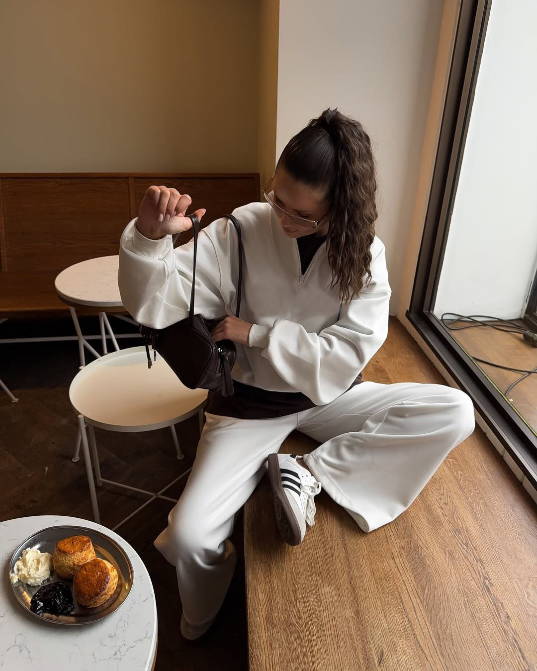 C56300  Women's Oversized Half-Zip Sweatshirt & Drawstring Sweatpants Set