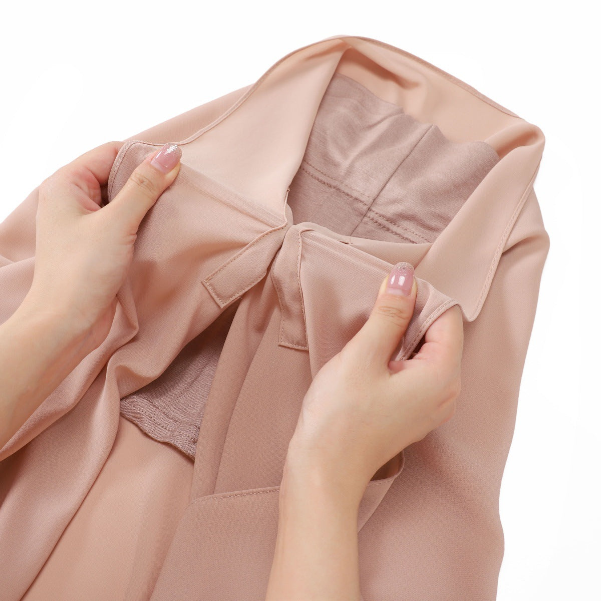 YZ316  Plain Silky Thick Chiffon Hijab with Built-in Magnetic Buckle and Matching Undercap