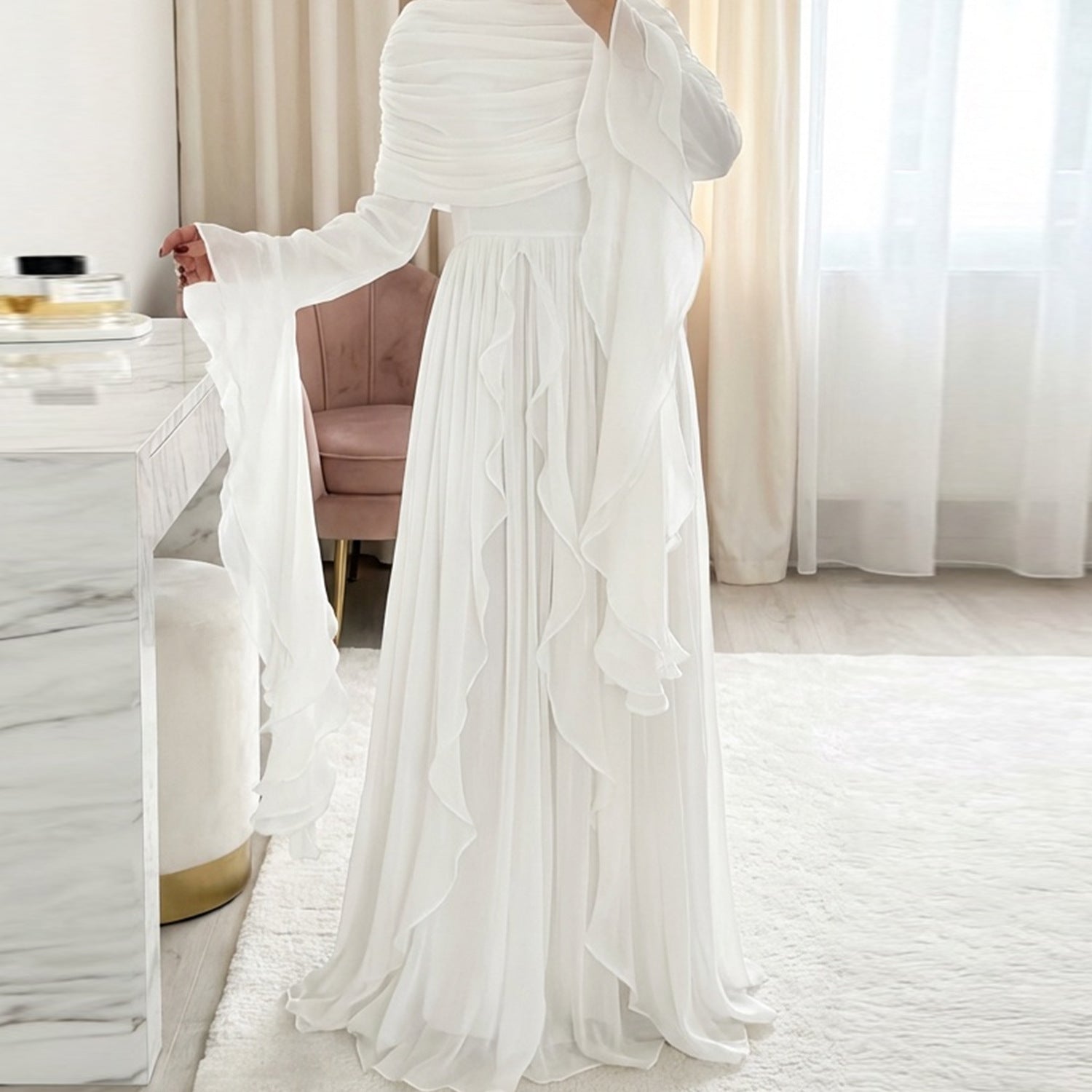 LR1169  Double-layer waist dress – no hijab