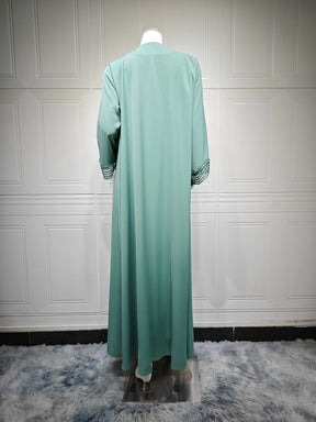 MQ255  Elegant Lace Trim Long Dress Cardigan