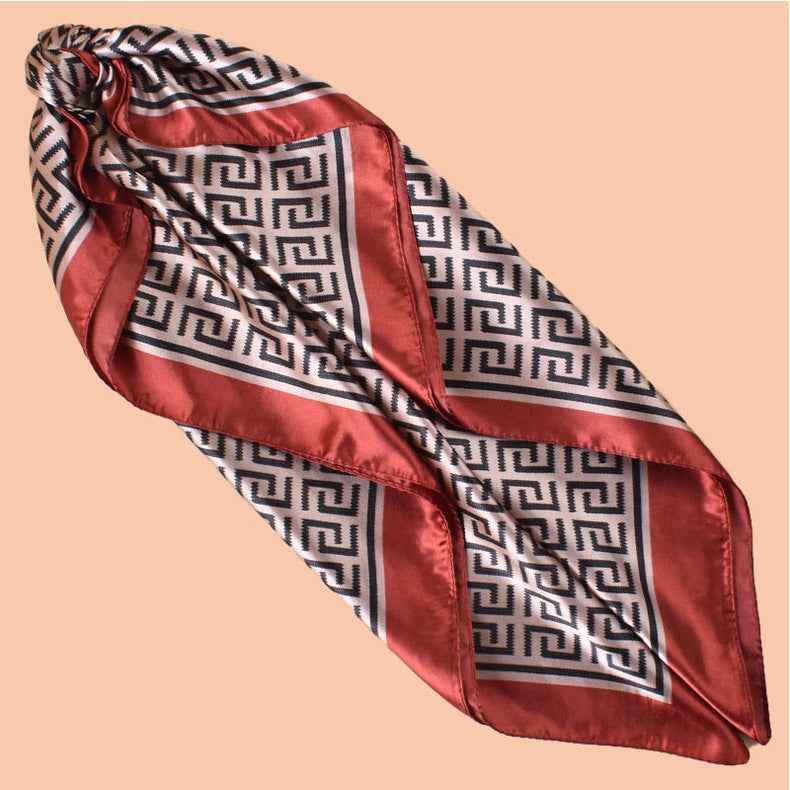 D546 90*90cm Printed Satin Square Scarf - MOQ:3