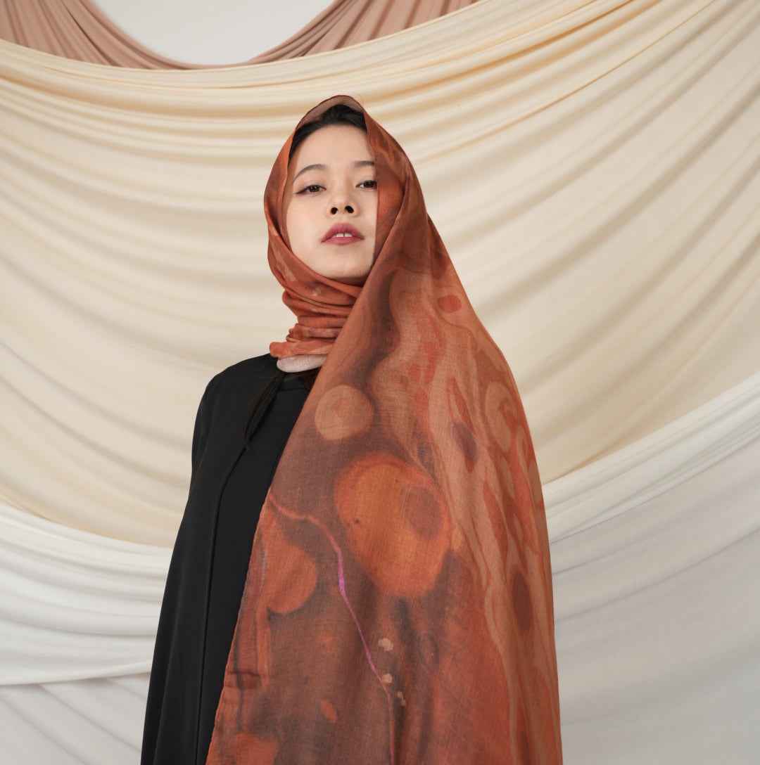 MD019  Modal polyester-cotton tie-dyed Muslim hijab