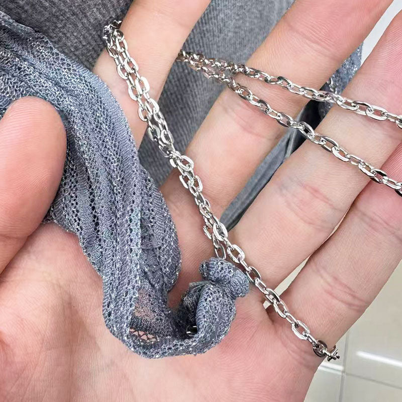 983893580426 Lightweight Breathable Striped Jersey Hijab with Chain Decoration