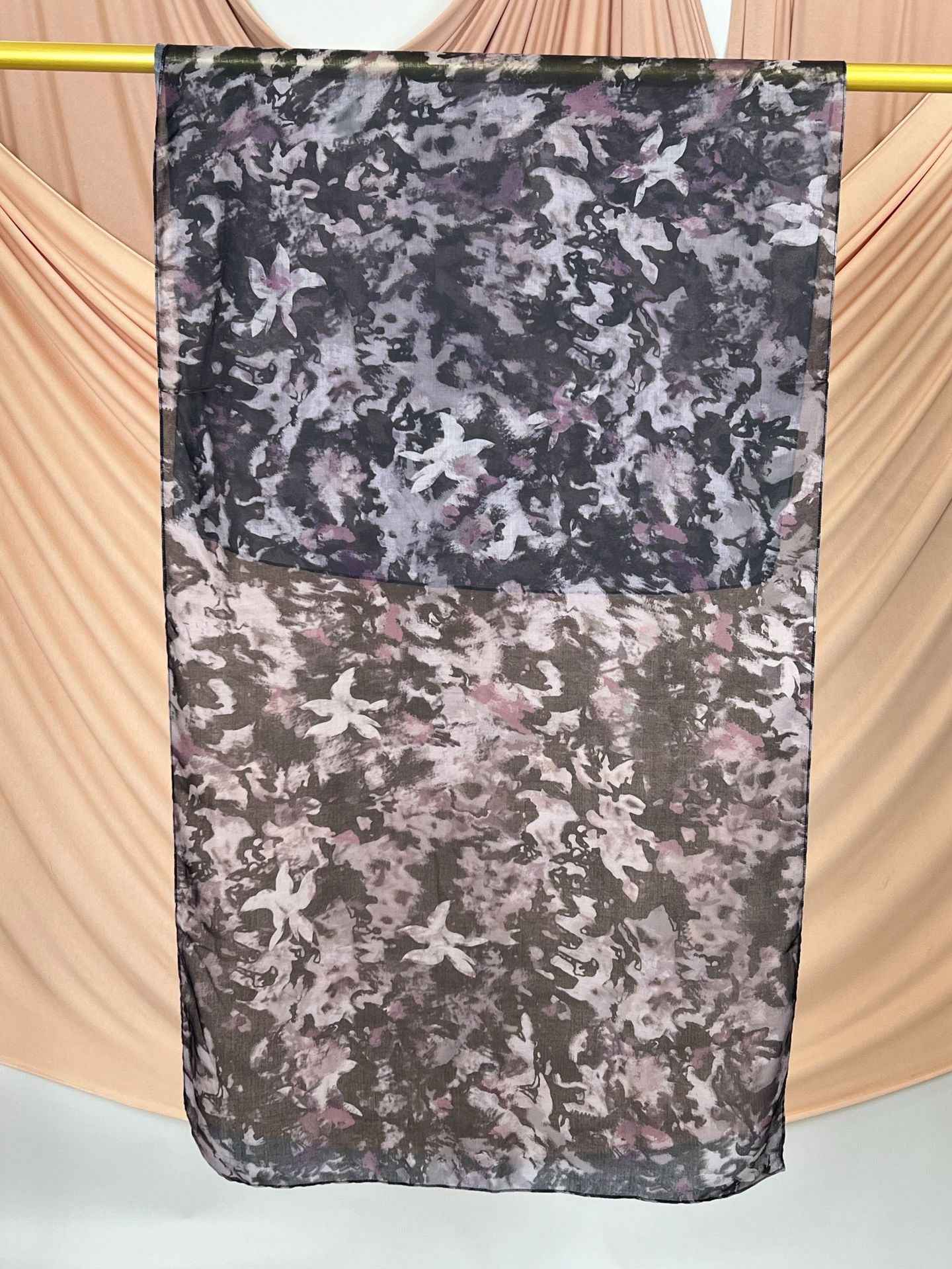MD017  Modal Polyester Cotton Blend Floral Tie-Dye Single-Needle Hijab