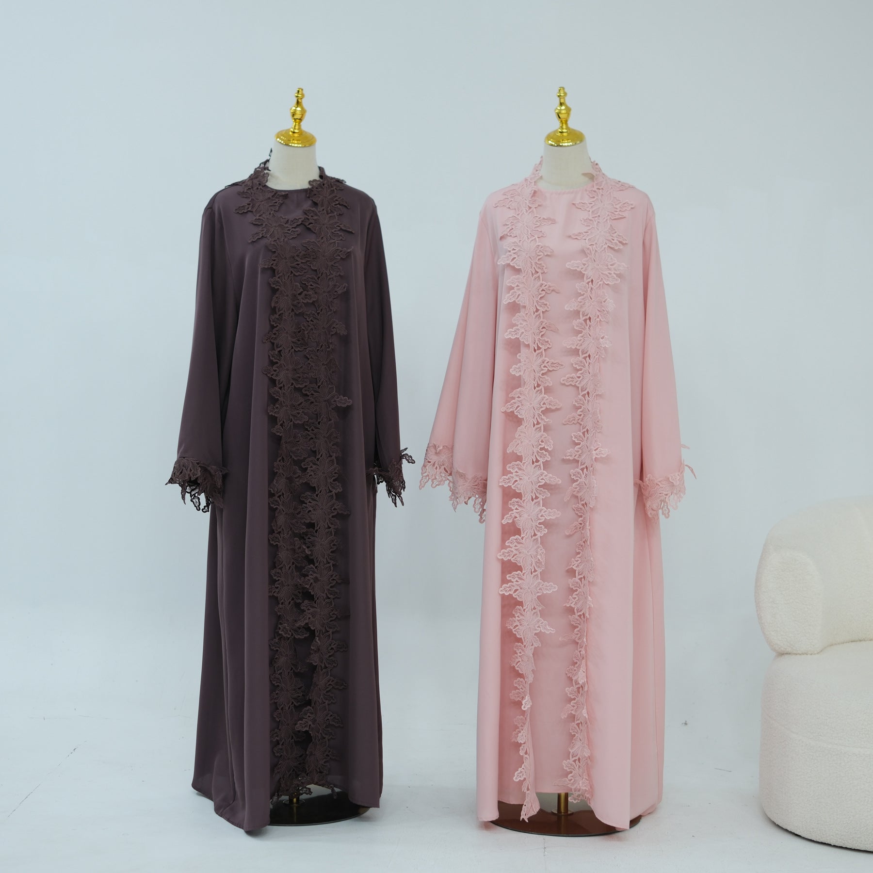 LR1184  Lace Splicing Cardigan and Inner Dress