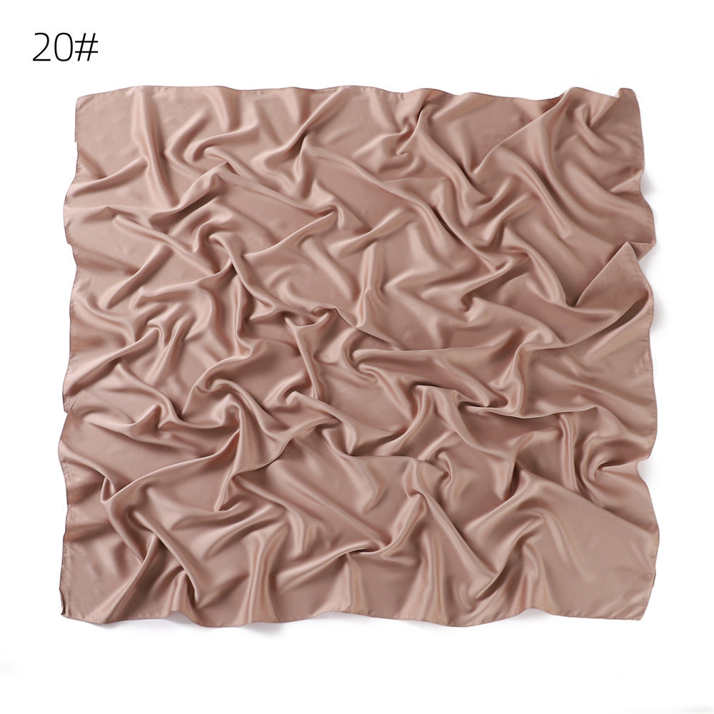 YZ190   90cm matte color ding imitation silk satin solid color square scarf shawl scarf dual purpose scarf scarf woman