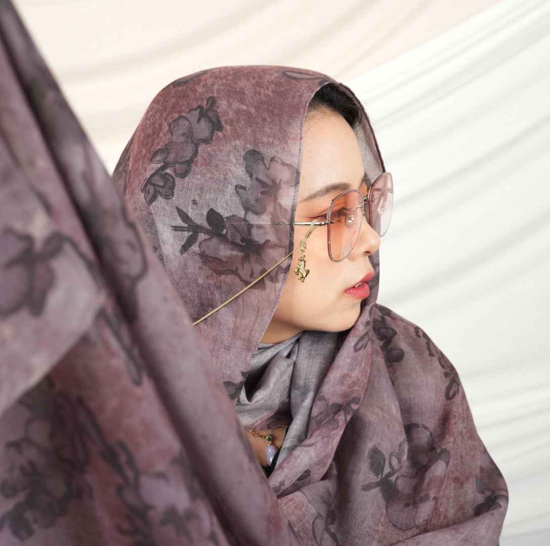 MD018  Modal polyester-cotton tie-dye single stitch Muslim hijab