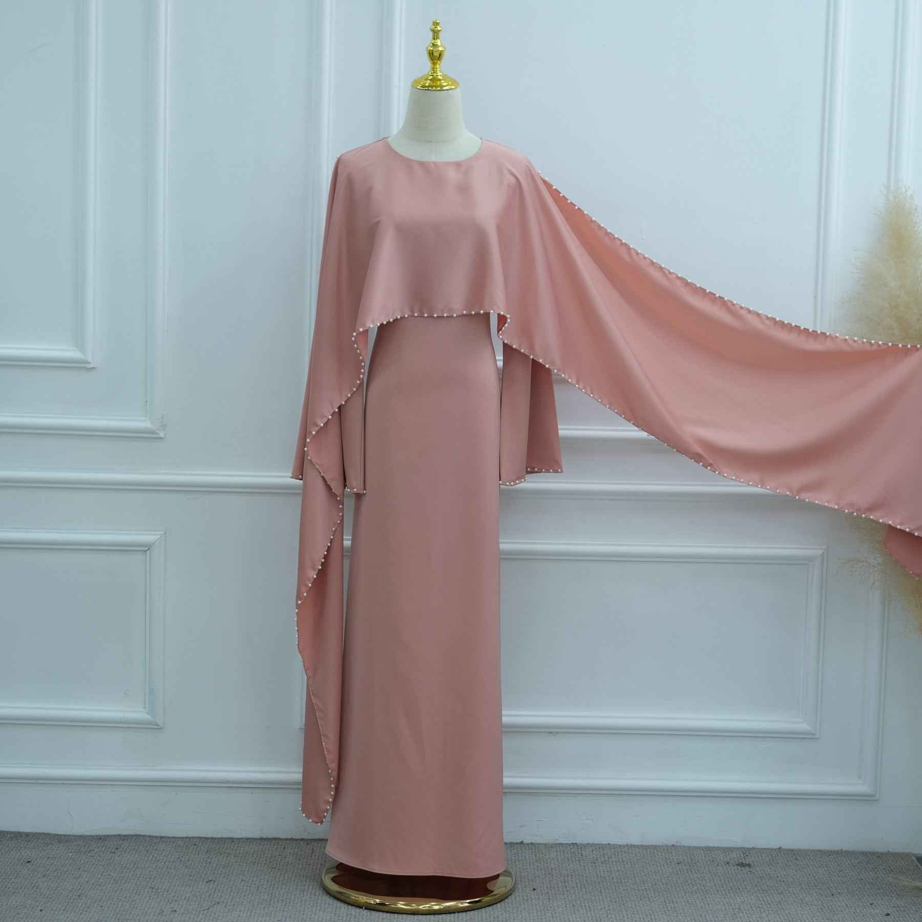 LR1134 Exquisite Pearl-Embellished Abaya – Opulent Craftsmanship, Timeless Elegance