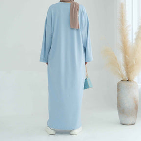 LR737  Plain Hooded Sweatshirt Abaya Dress