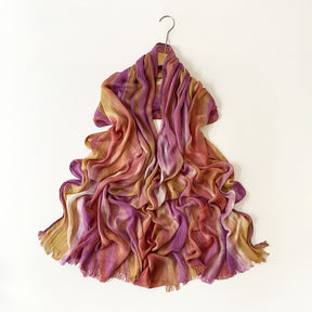 SS007  Gradient Rainbow Collection Short Tassel Crinkled Hijab