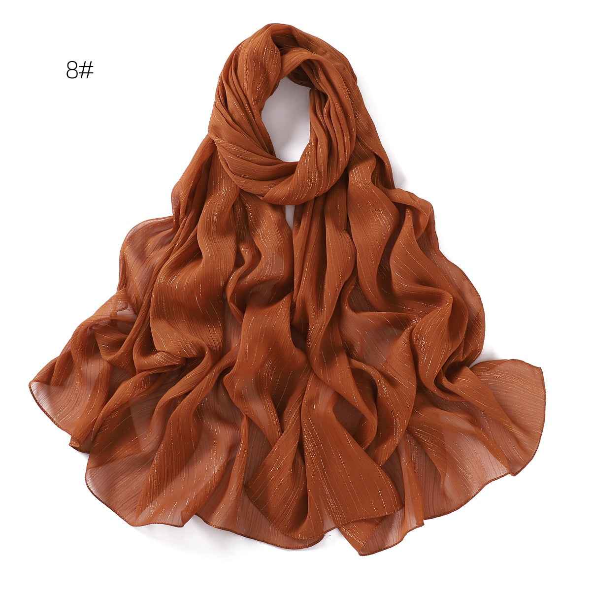 YZ175  Plain Lurex Chiffon Hijab with Fine Pleats