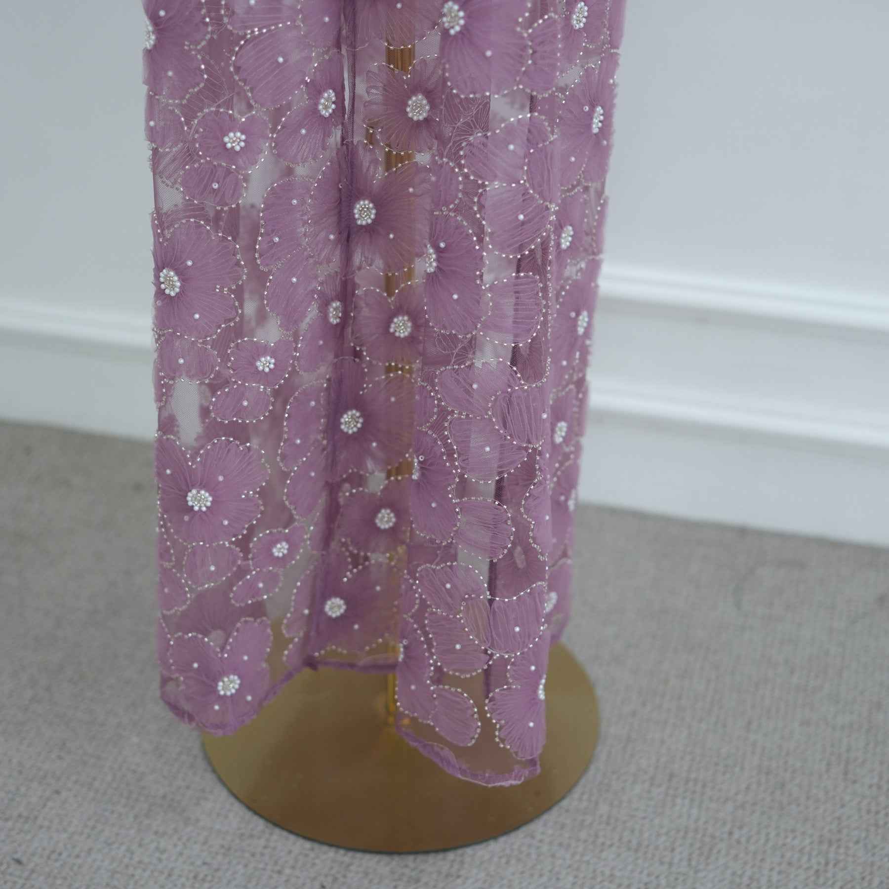 LR1069  3D Floral Beaded Cardigan Abaya