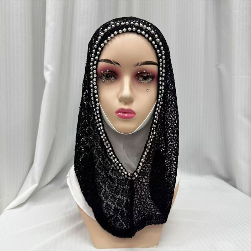 F053  Hollow-out Shiny Thread Beaded Headwrap Jersey Cap