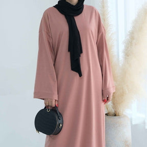 LR737  Plain Hooded Sweatshirt Abaya Dress