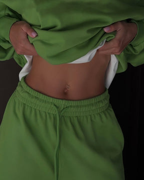 C56300  Women's Oversized Half-Zip Sweatshirt & Drawstring Sweatpants Set