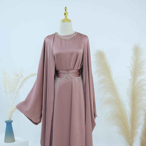 LR806  Elegant Abaya Two-Piece Set + Crystal Chain