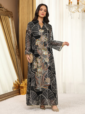 AB485  Mesh Embroidered Maxi Dress Ethnic Women's Clothing
