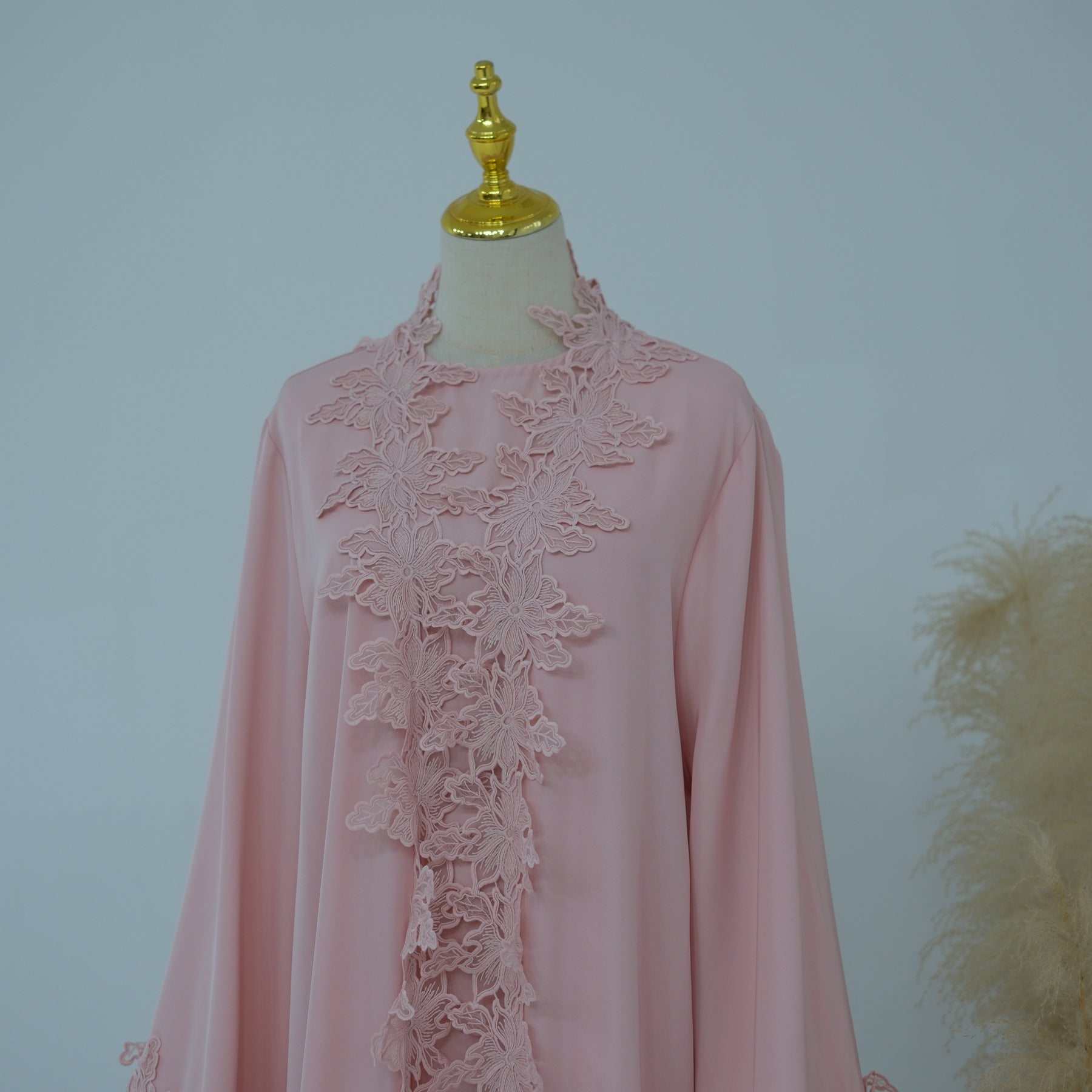 LR1184  Lace Splicing Cardigan and Inner Dress