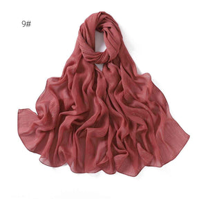 YZ175  Plain Lurex Chiffon Hijab with Fine Pleats