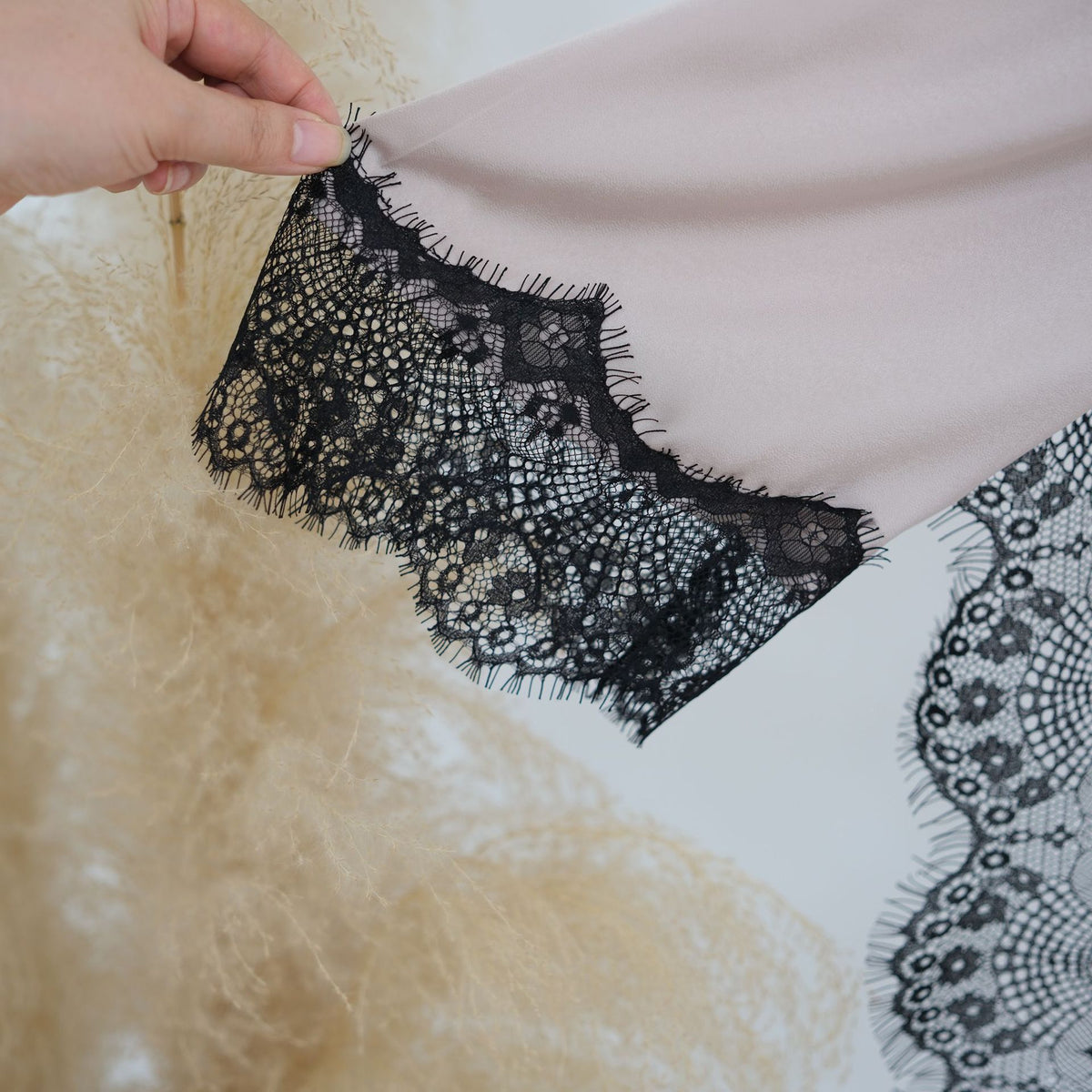 LR1323  Viscose Lace Panel Dress with Shawl