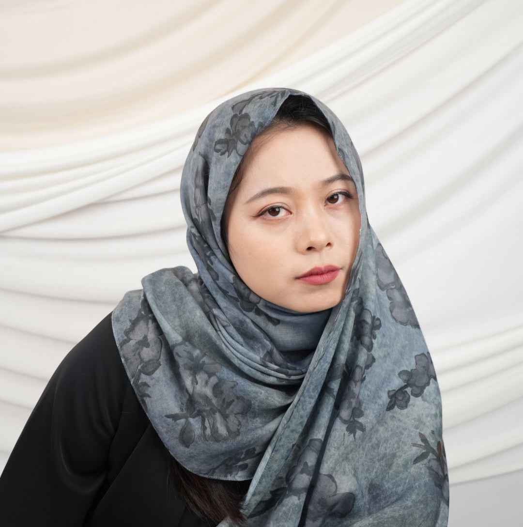 MD018  Modal polyester-cotton tie-dye single stitch Muslim hijab