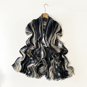 SS007  Gradient Rainbow Collection Short Tassel Crinkled Hijab