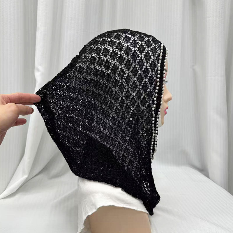 F053  Hollow-out Shiny Thread Beaded Headwrap Jersey Cap