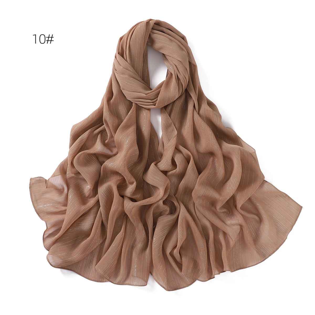 YZ175  Plain Lurex Chiffon Hijab with Fine Pleats
