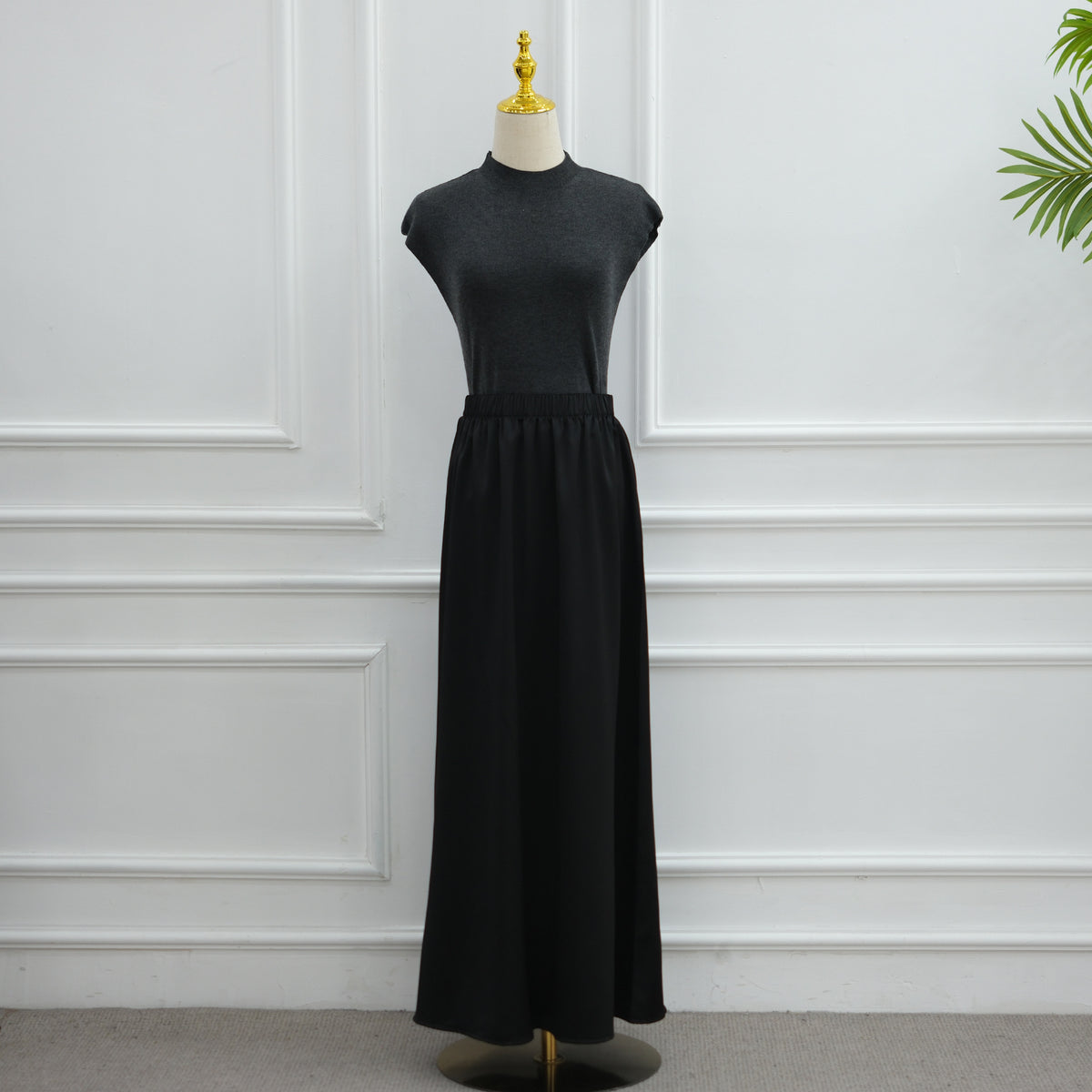 LR1180&LR1185  Back-Tie Waist-Cinched Viscose Long Sleeve Top + Skirt Set-Skirt Set - Mix & Match Set