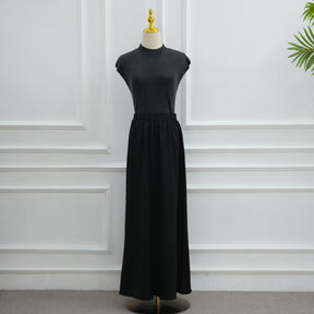 LR1180&LR1185  Back-Tie Waist-Cinched Viscose Long Sleeve Top + Skirt Set-Skirt Set - Mix & Match Set