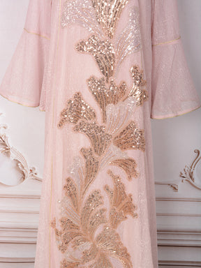MT557  Stand Collar Sequin Beaded Embroidered Luxury Dress