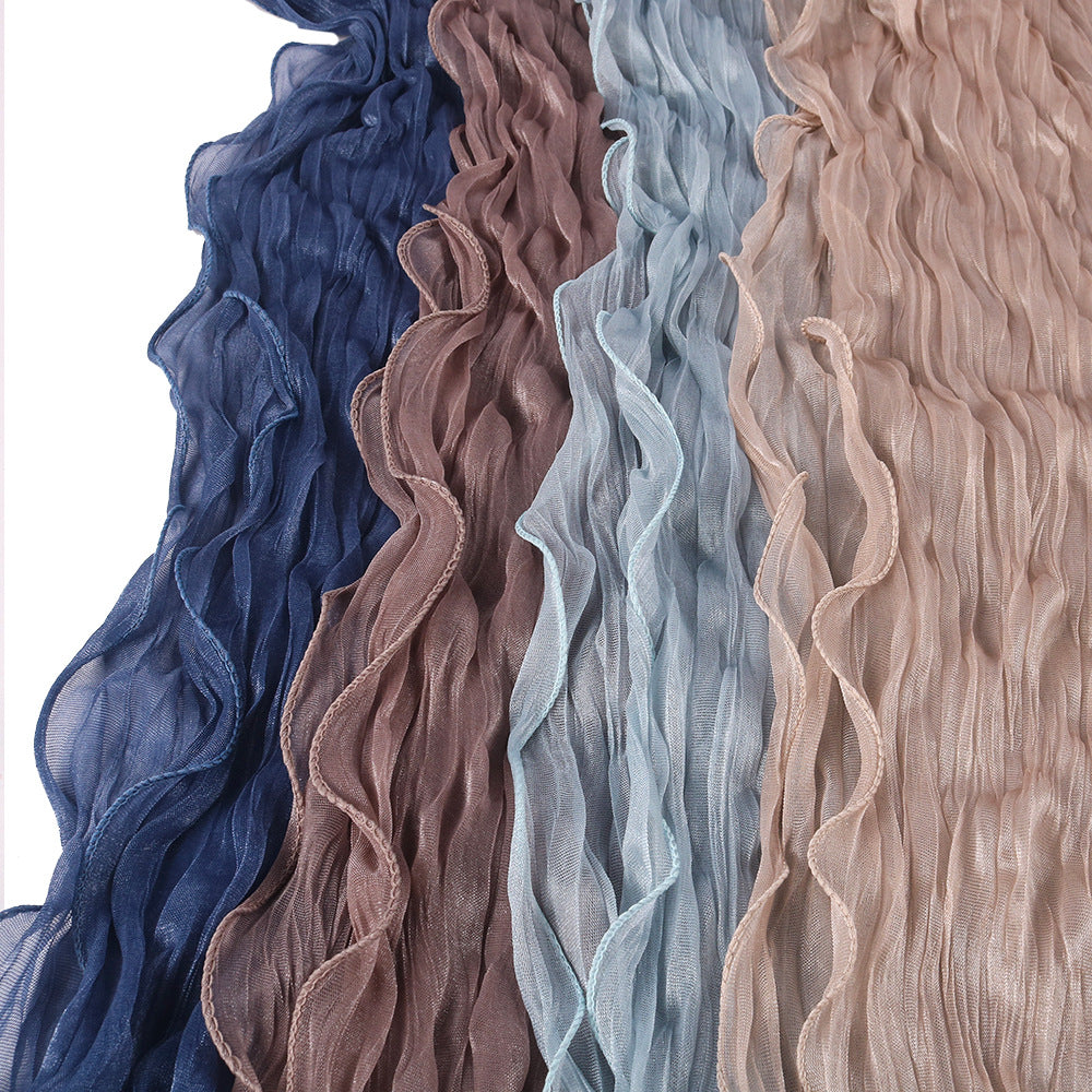 WJ090  Plain breathable bright silk bubble crepe hijab