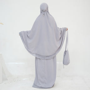 LR957  4-Piece Prayer Mat Storage Bag Lace Hijab & Skirt Set