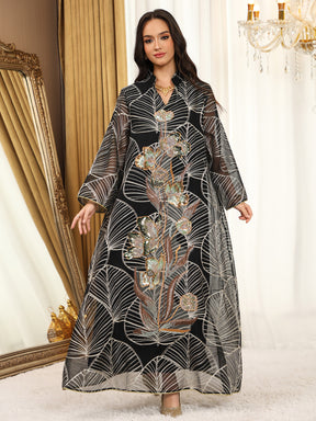 AB485  Mesh Embroidered Maxi Dress Ethnic Women's Clothing