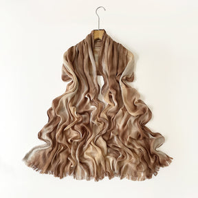 SS007  Gradient Rainbow Collection Short Tassel Crinkled Hijab