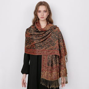 MY01 Cashmere Shawl Women's Scarf Cashew Jacquard