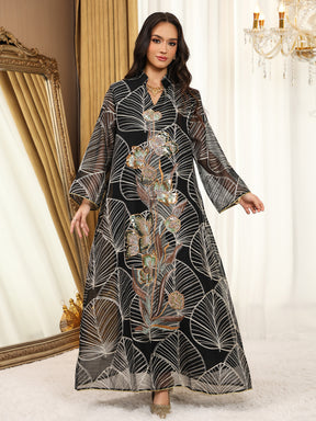 AB485  Mesh Embroidered Maxi Dress Ethnic Women's Clothing