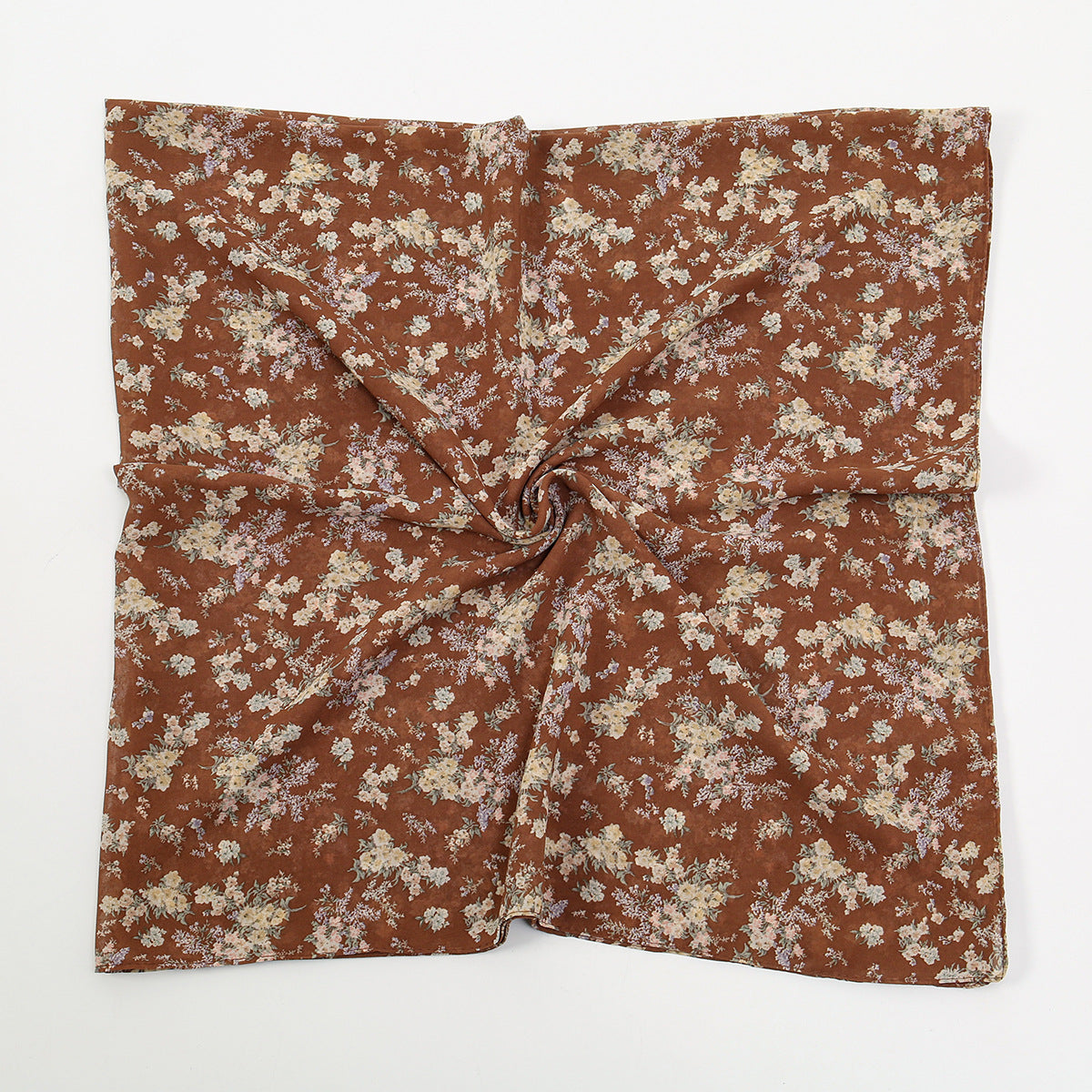 YW361  145*145cm small floral printed chiffon square scarf