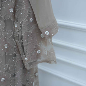 LR1069  3D Floral Beaded Cardigan Abaya