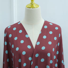 LR1119  Women's Vibrant Polka Dot Cardigan & Hijab 2-Piece Set