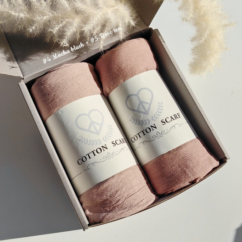 WJA168 Natural Wrinkle Rayon Scarf Solid Color Neck Scarf Cotton Linen Shawl - MinYang Fashion Apparel Accessory Manufacturer