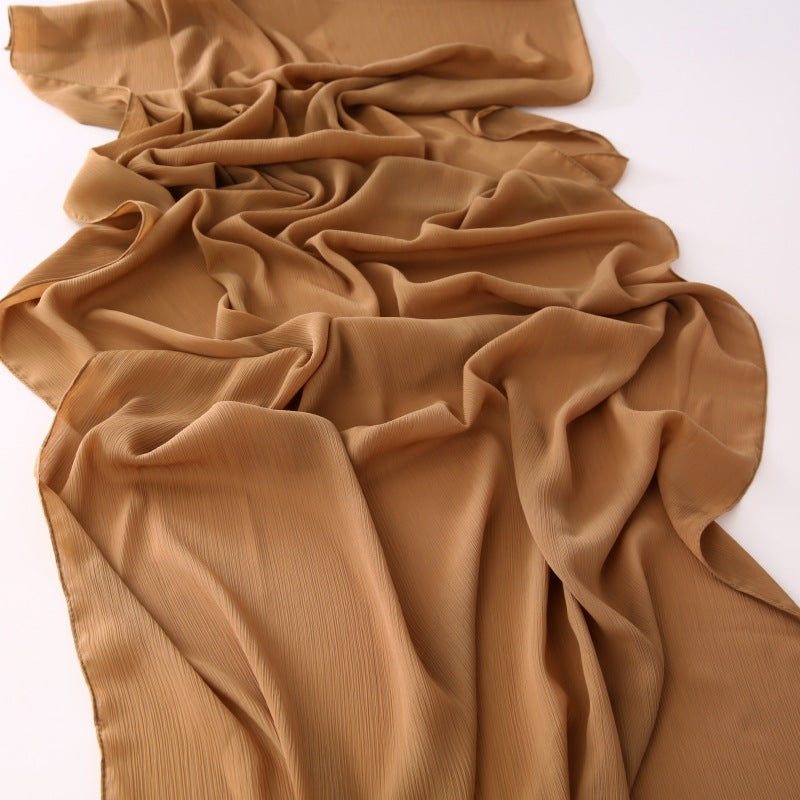 WJ299 plain pleated chiffon hijab scarf