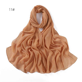 YZ175  Plain Lurex Chiffon Hijab with Fine Pleats