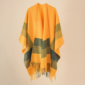 Plaid blanket warm fringed cardigan shawl for autumn and winter